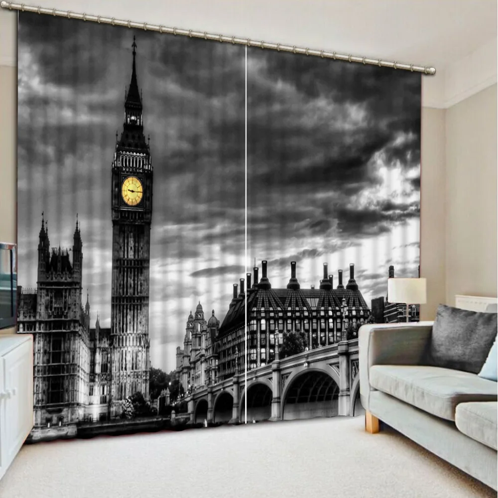 

European Retro Curtains Blackout 3D Window Curtain For Living room Bedroom Curtains Outdoor For Home Decoration