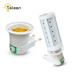 TSLEEN дешево! E27 светодио дный лампы Light Socket база Тип к 110 V 220 V держатель лампы конвертер + на кнопку выключения переключателя EUPlug Зарядное