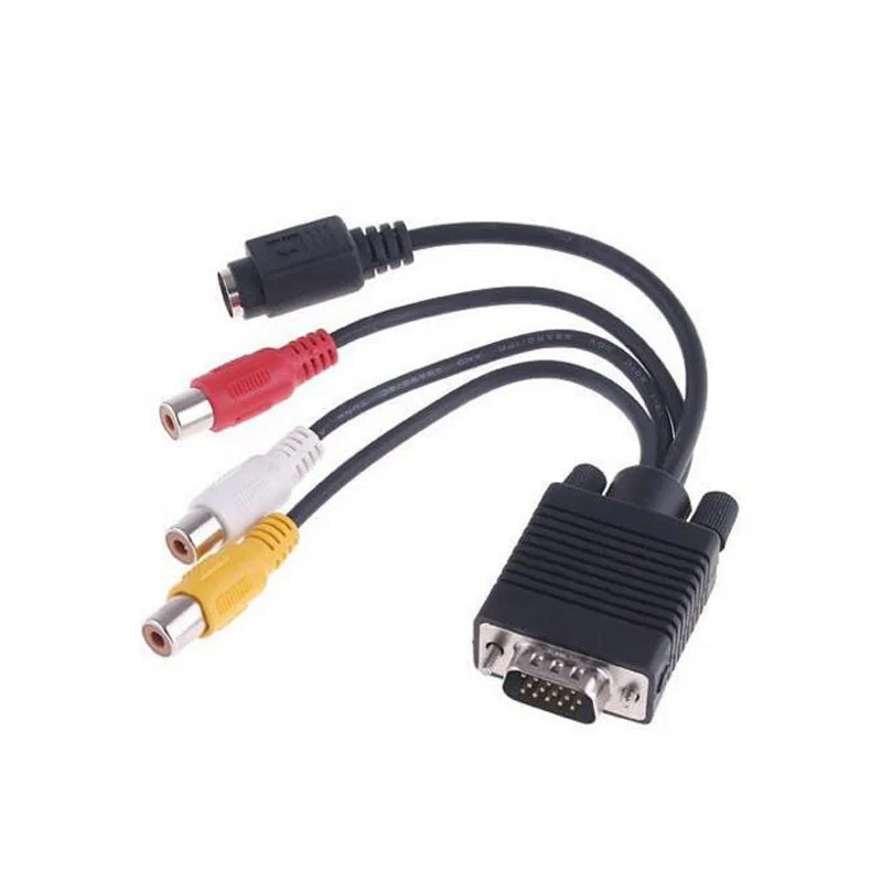 JSJ 3 RCA Женский конвертер новый VGA к видео ТВ выход S Video AV адаптер высокое качество