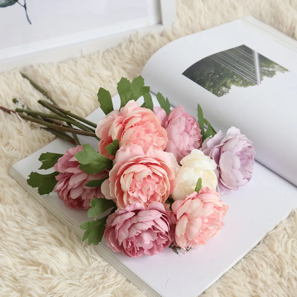 Искусственные западные розы Пион Свадебный букет украшение для дома Kunstliche Blumen