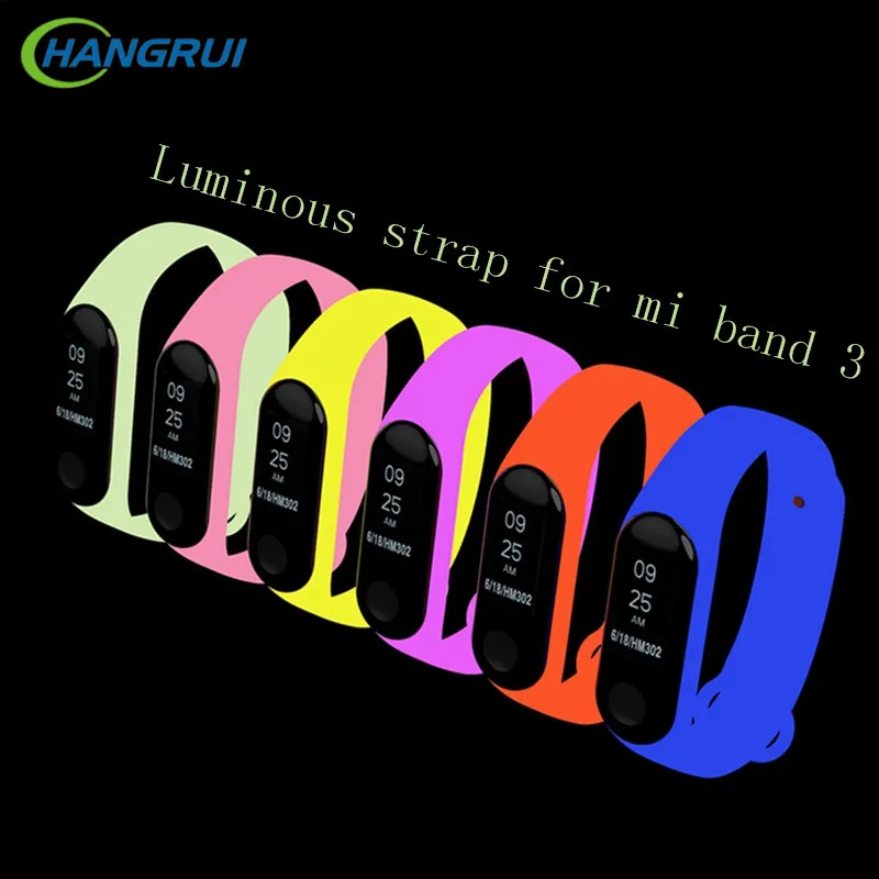 

HANGRUI Luminous Watch Bands Night Light silicone strap For Xiaomi MiBand 3 bracelet replace wrist strap for xiaomi mi band 3