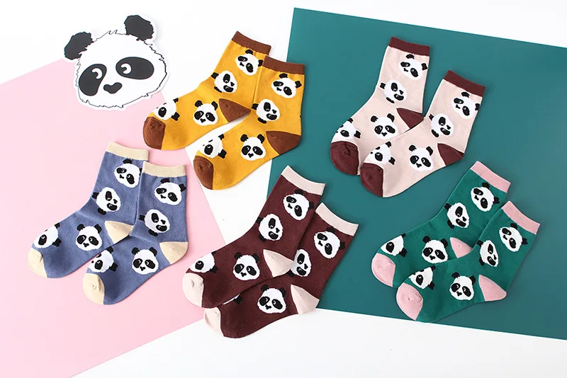 FOURETAW/1 пара модных милых носков в стиле Харадзюку, Skarpetki, женские забавные носки с изображением животных, панды, бамбука