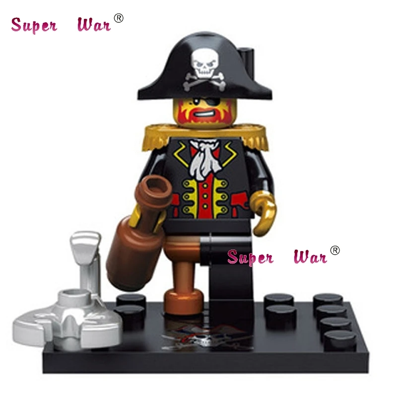 Один капитан Пираты Карибы Джек Воробей Елизабет Русалка Давид строительные блоки модели Кирпичи игрушки для детей комплект - Цвет: ksz020