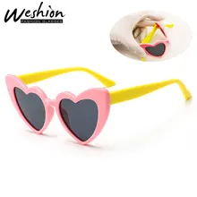 Сердце Форма очки Детские поляризованные детские девушки очки зеркало Baby Sun Стекло очки с гибкой оправой UV400 Ninos Óculos
