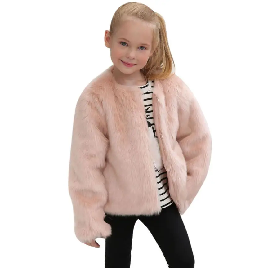 Kids Baby Girls Autumn Winter Faux Fur Coat Jacket Thick Warm Outwear