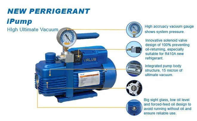 2L вакуумный насос V-i140SV хладагент R410A кондиционер ремонт волокна модель 2Pa 250 Вт 7.2м3/ч с электромагнитным клапаном