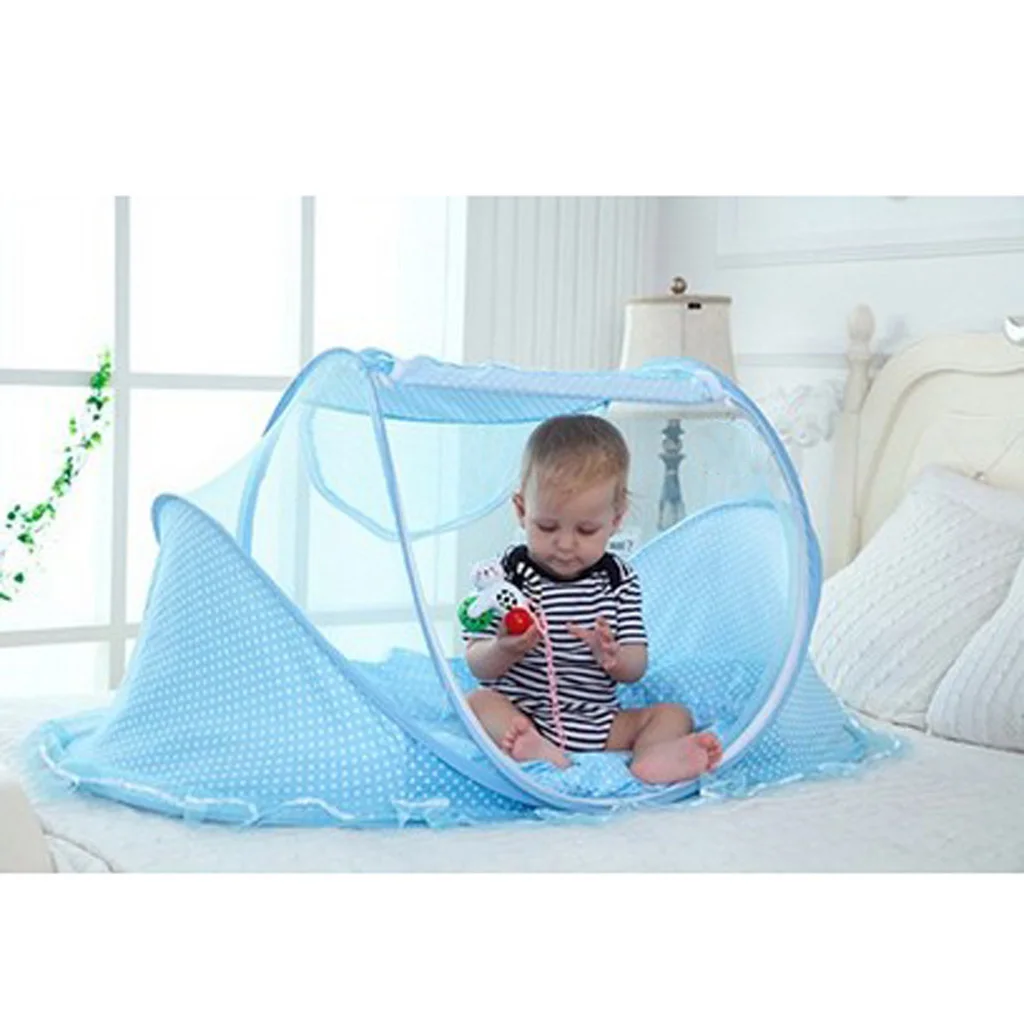 Portable Foldable Baby Infant Toddler Mosquito Bed Crib Mattress Pillow and Tent for Outdoor Indoor Travel