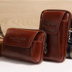 Мужской поясной кошелек на бедрах, поясная сумка, карманный портсигар, высокое качество, натуральная кожа, винтажный мобильный телефон