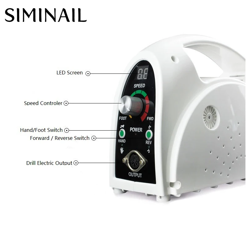 SIMINAIL профессиональный электрический аппарат для маникюра, маникюрный набор, 35000 об/мин, 65 Вт, штепсельная вилка стандарта США, 35000 об/мин, черный, розовый, красный, высокая скорость