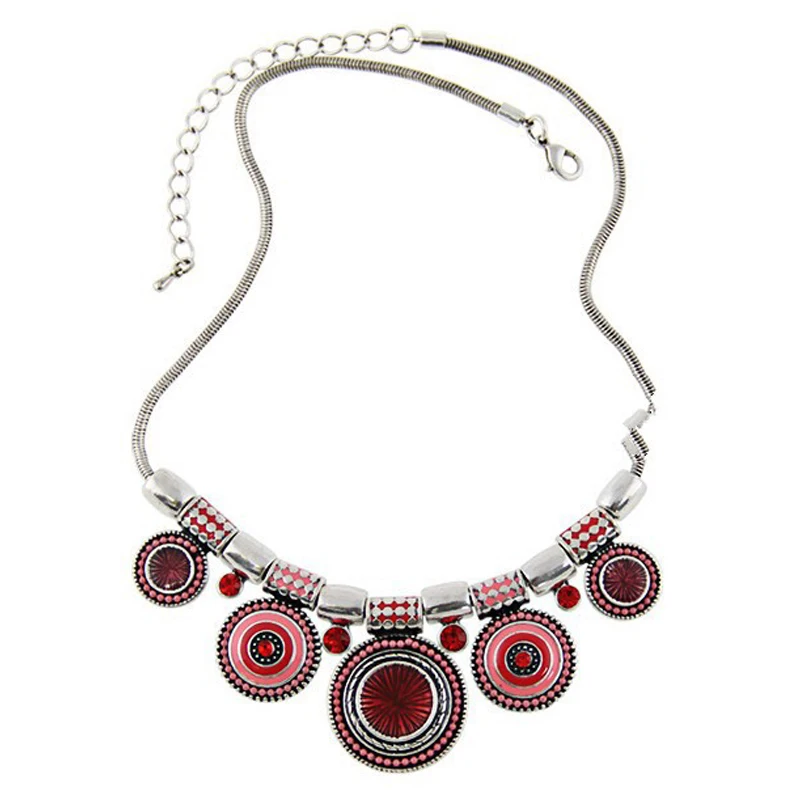 Ожерелье-чокер с кристаллами циркония и полимерными бусинами для женщин серебряного цвета, цепочка из сплава в стиле панк, Богемия, этническое женское массивное ожерелье