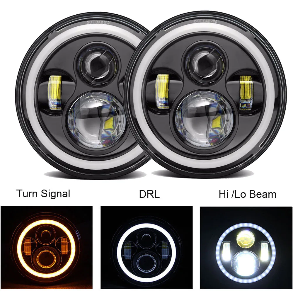  2 pcs Car LED 7 Inch Round Headlight Conversion Kit For Beetle Classic Volkswagen 1950 -1979 Lada N - 32963290410