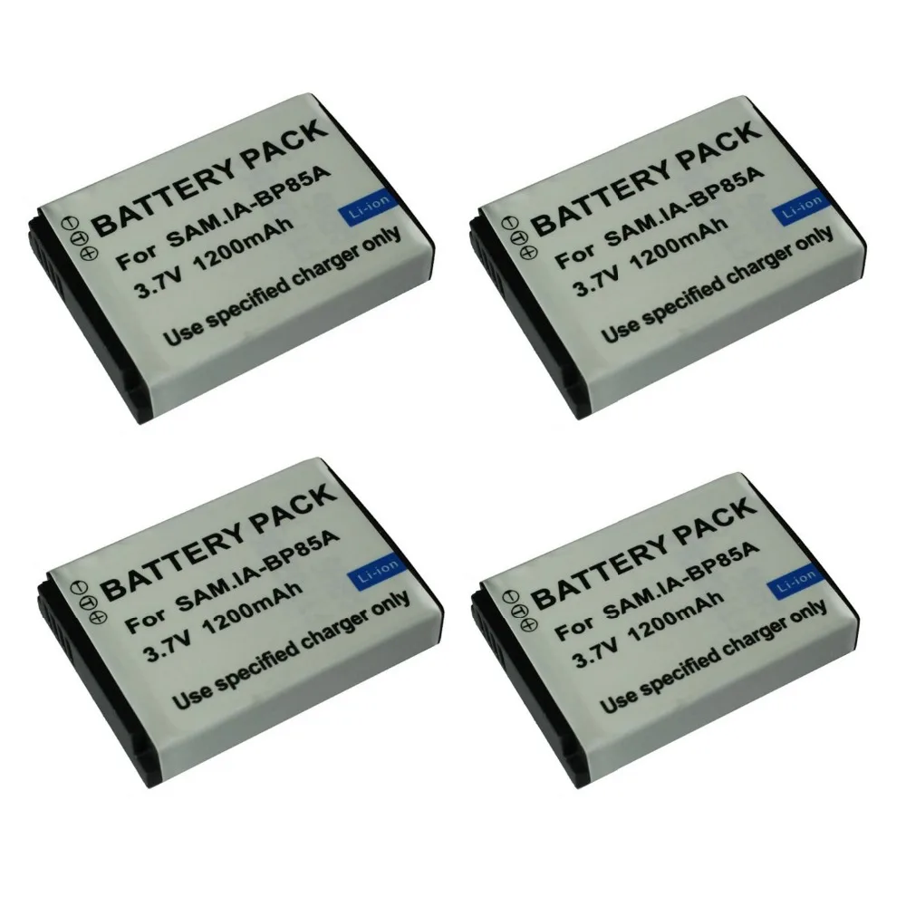 4 Pcs 1200mAh IA BP85A BP85A BP 85A Rechargeable Camera Battery For Samsung ST200 ST200F PL210