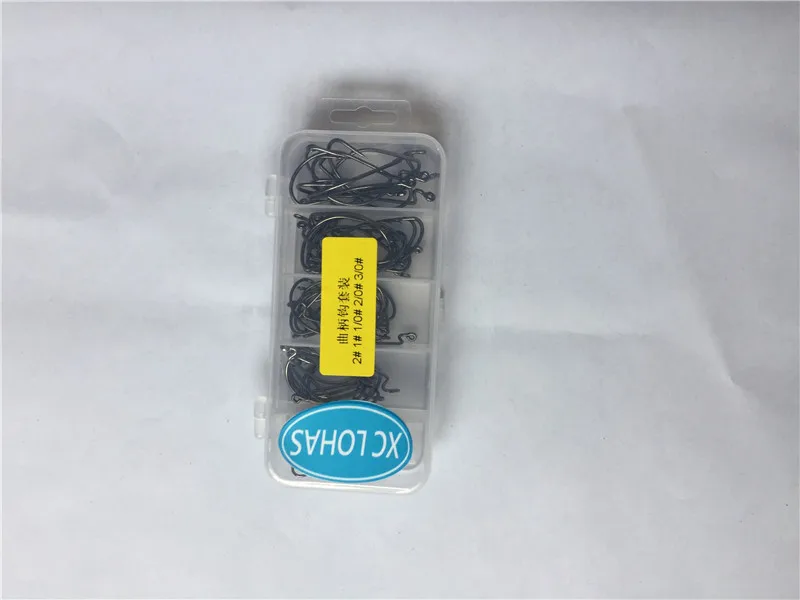 50 Pcs/Box High Carbon Steel Overturned Fishhook 2# 1# 1/0# 2/0# 3/0# Sharp Barbed Stainless Fishing Hooks+ Plastic Tackle Box