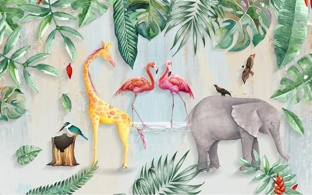 Пользовательские Настенные обои кровать комната 3d фото ручная роспись животное