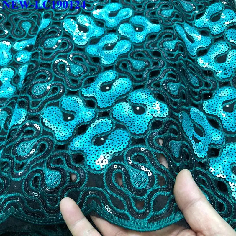 Королевский синий высокого качества африканская Orangza кружевная ткань с Блестками Расшитый французский фатин кружева ткани для вечерние платья HA-002