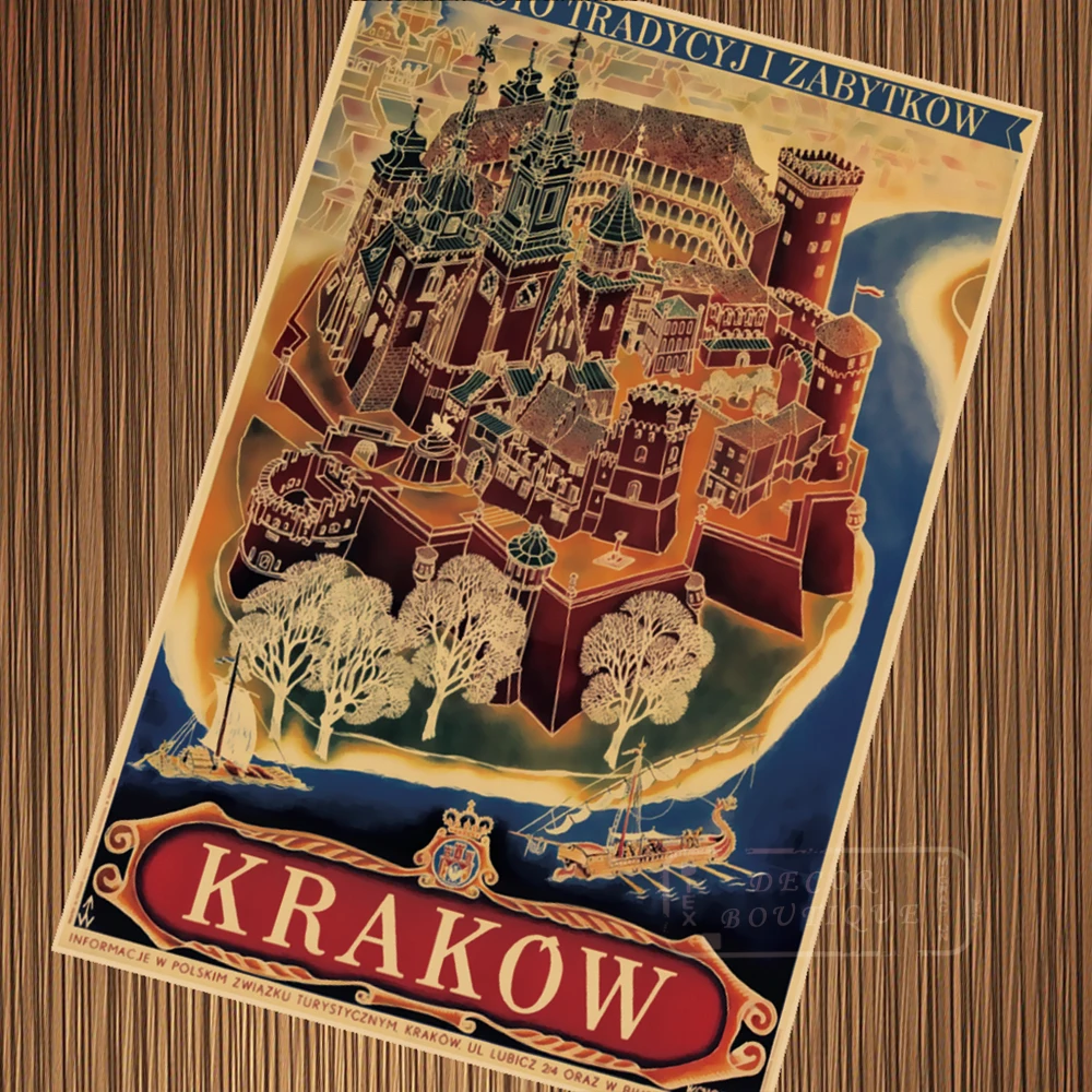 Краковский польский старый королевский город Chomicz старинный ретро-постер из