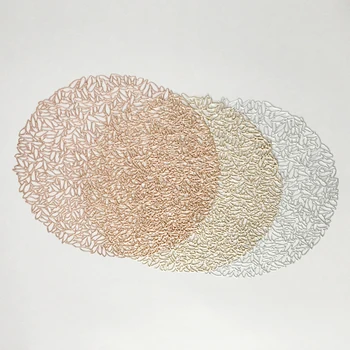

PVC Placemat For Dinner Table Plastic Round Hollow Heat-insulated Pad Coaster Waterproof Non Slip Mats Home Decoration
