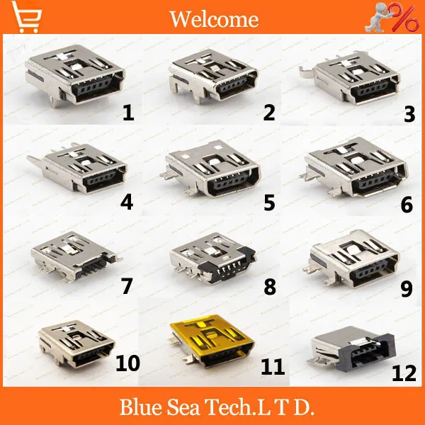 60 шт. 12 Модель MINI USB 5P гнездо PCB крепление для телефона, MP4, 5Pin 12 Тип/виды USB комбинированные наборы, латунный корпус