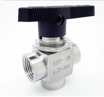 

Free shipping 304 Stainless Steel 3 way stainless Ball Valve 1/2" BSP Female Thread "L" style