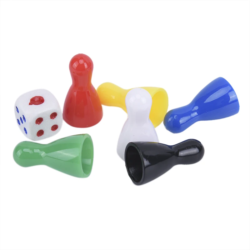 

6Pcs Colorful Plastic Durable Pieces Pawn Pieces Dice Set for Board&Card Games for Board/Card Game Accessories Kids Toys Gifts