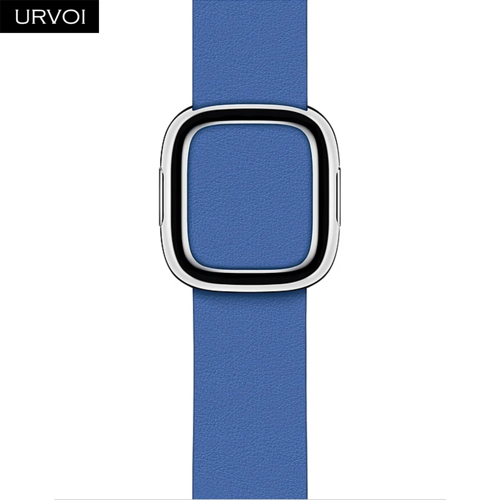 URVOI, современный ремешок с пряжкой для apple watch, серия 5, 4, 3, 2, 1, ремешок для iwatch, мягкий гладкий верх, зернистая кожа, удобный на ощупь - Цвет ремешка: Cape Cod Blue