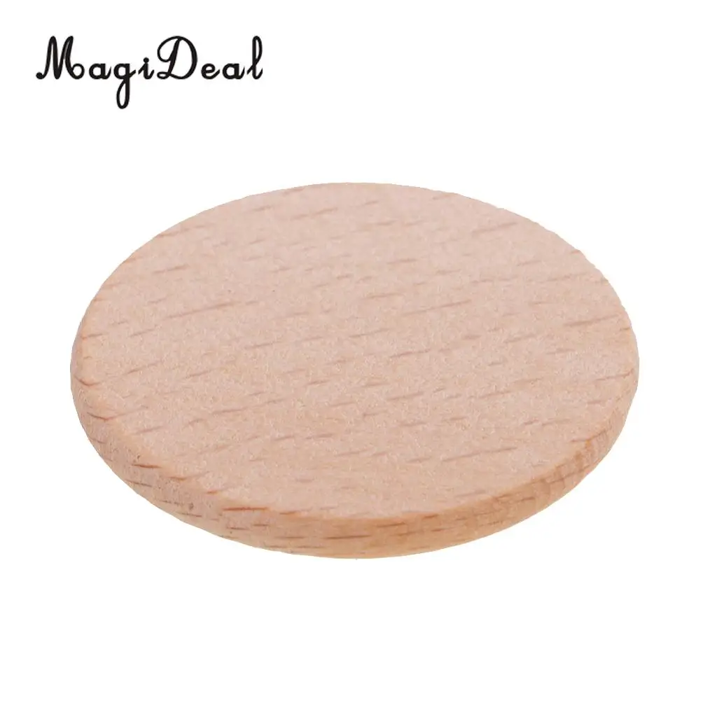 MagiDeal High Quality 20Pcs Natural Round Unfinished Wood Embellishments DIY Crafts for Art Jewelry Birthday Boards Decor 36mm