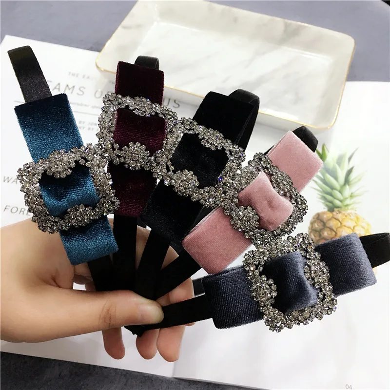 Women Girls Sweet Elegant Hairband Headband Fashion Rhinestone pleuche Hair Bands hair Hoop headwear hair accessories