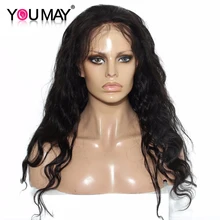 You May Hair 180% Density Body Wave Full Lace Human Hair Wigs For Black Women With Baby Hair Bleached Knots Brazilian Remy Hair