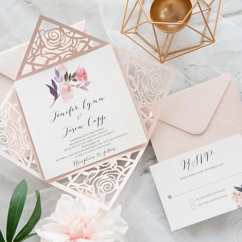 blush-pink-laser-cut-wedding-invite-with-floral-accent-in-lavender-and-mauve-EWDM003-6