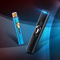 USB Зажигалка для сигарет курительная электронная перезаряжаемая WilndProof Push Ignite металлическая зажигалка двусторонний прикуриватель