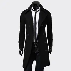 Мужской Тренч, модная мужская длинная одежда, черный двубортный Ветрозащитный тонкий Тренч, мужской плюс размер, Топ Блейзер, куртка