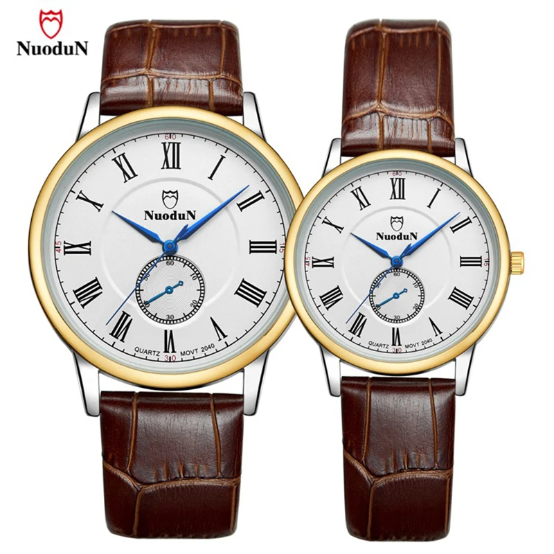 NuoduN Top Luxury Brand Women Watch Men Vintage Lovers Quartz Wristwatch Business Watches Clock Waterproof Relogio Masculino