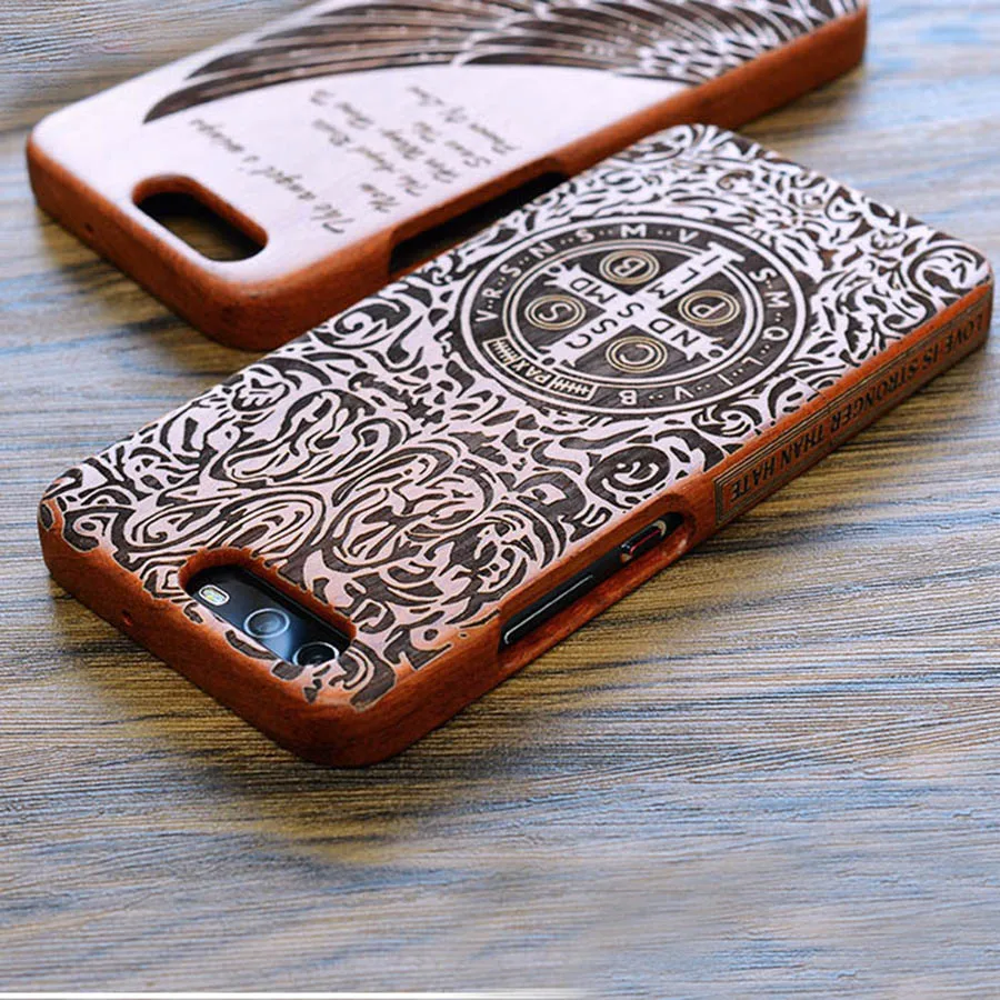 Buy Custom DIY Carved Natural Wood Phone Case For