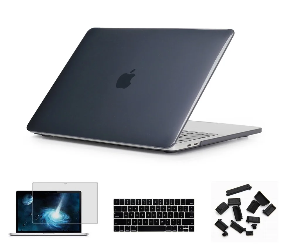 Матовый Жесткий Чехол для ноутбука Apple Macbook Pro retina Air 11 12 13 15 дюймов для Apple Macbook Air 11 13 - Цвет: Black