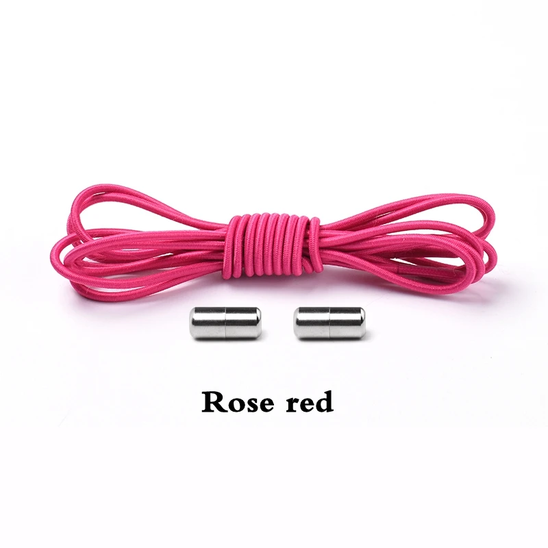 1 пара круглых эластичных шнурков для обуви, шнурки для детей и взрослых, кроссовки унисекс, шнурки, шнурки для быстрой носки, шнурки 25 цветов - Цвет: Rose red