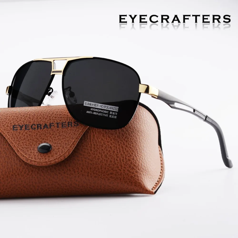 

Eyecrafters Designer HD Polarized Sunglasses Mens Driving Pilot Sunglasses Fashion Double Bridge UV400 Eyewear
