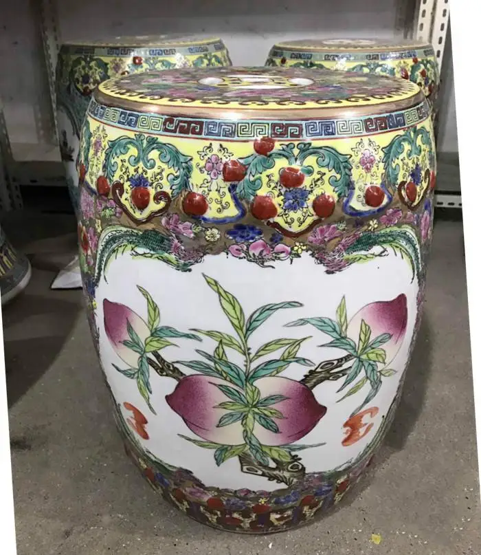 Цзиндэчжэнь керамический стол табурет ручная роспись наружное украшение дома фарфоровый керамический стул - Цвет: 1