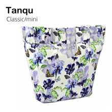 Tanqu novo composto sarja pano à prova dwaterproof água frill plissado forro interno inserir bolso com zíper para clássico mini bolsa para o saco o