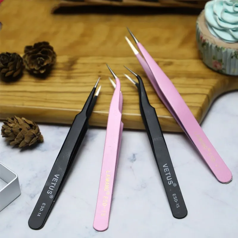 

2pcs/set 2 Color Anti-static Elbow and Straight Stainless Steel Tweezers DIY Bakeware Fondant Cake Decoration Tools Beauty Tools