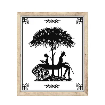 

Black and white character monochrome DMC Embroidered Beginner Simple Novice Manual Sewing Cross stitch Kit Embroidery