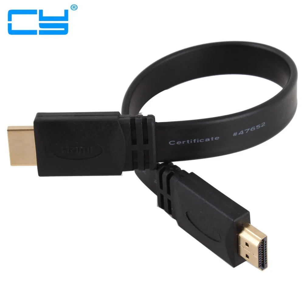 1 4 версия 3D позолоченный штекер HDMI-HDMI плоский кабель 25 см короткий HDMI для HDTV XBOX PS3 50