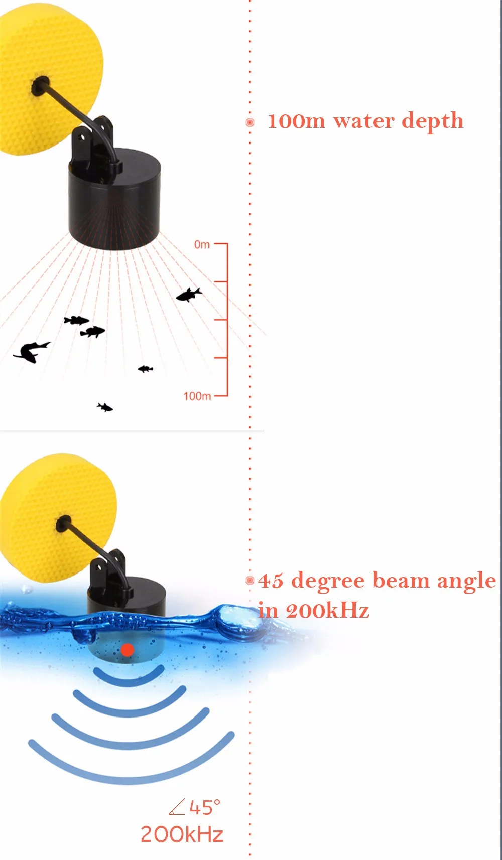 LUCKY FF1108-1 Портативный Рыболокаторы эхолот 100 м Sonar ЖК-дисплей эхолоты эхолот Echo эхолот для рыбалки 200 кГц