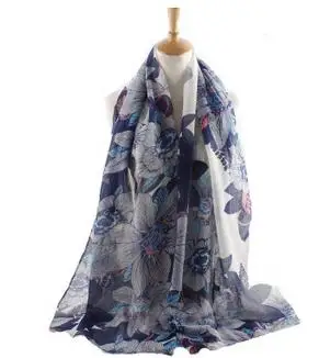 2017 New Fashion Big Leaves Flower Print Scarf Women Long Floral Shawls Hijab Wrap Muslim 7 Color Scarves Free Shipping |