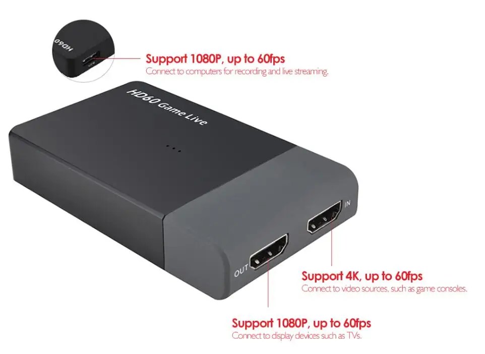 USB 3,0 1080 P 60fps HDMI игра Карта видеозахвата Регистраторы потоковая трансляция в прямом эфире с поддержкой 4 K для окна Mac Linux OS X Wii U PS4