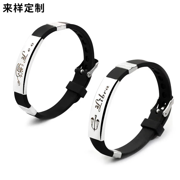 

Twelve Constellation Black And White nan nv Bracelet Customizable 12 Constellation Bracelet Korean-Style Students Couple's Brace