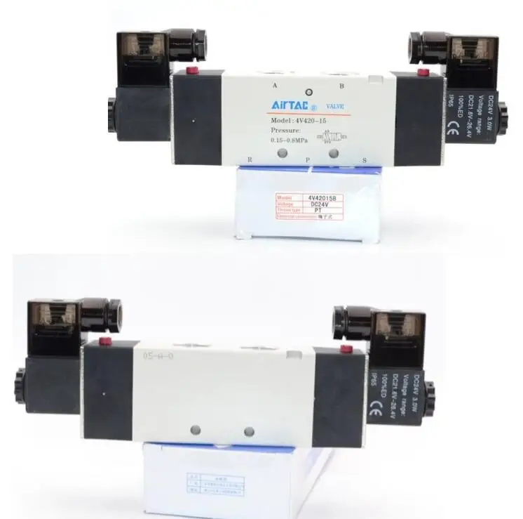 5 способ Пневматический электромагнитный клапан 4V430C-15A AC220V 1/" Порт двойной Соленоидный клапан воздушного контроля 0,15~ 0.8Mpa