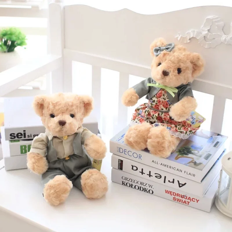 30 см Kawaii пара одетый плюшевый медведь плюшевые игрушки Мягкий мультяшный медведь мягкая кукла для домашнего свадебного украшения подарки Детские игрушки