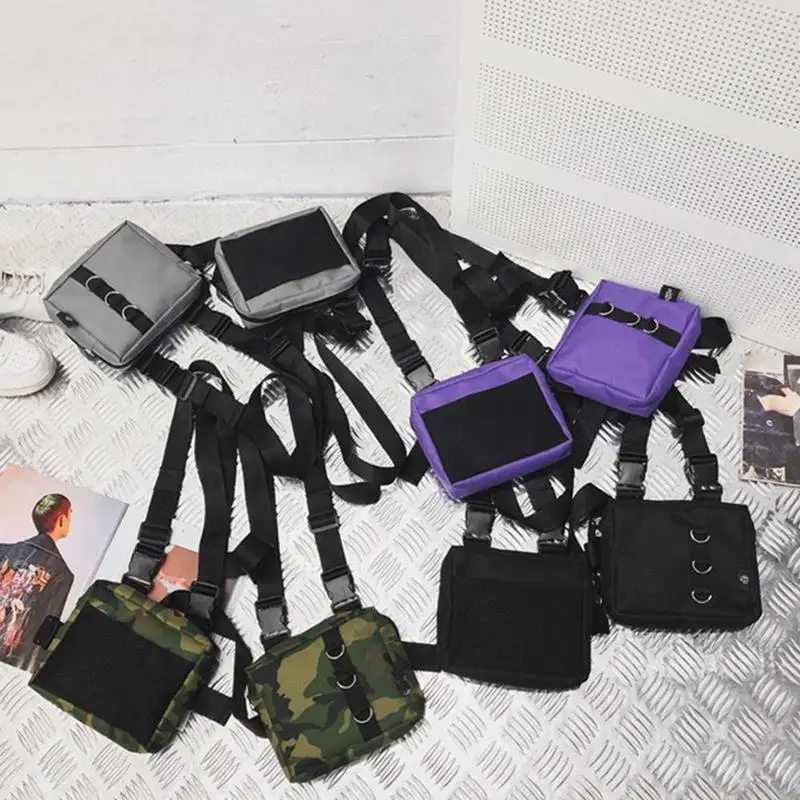 

Unisex Tactical Harness Chest Rig Bag Unisex Hip-Hop Oxford Two Pockets Fanny Pack Tactical Functional Hip-Pop Fashion Vest Bag