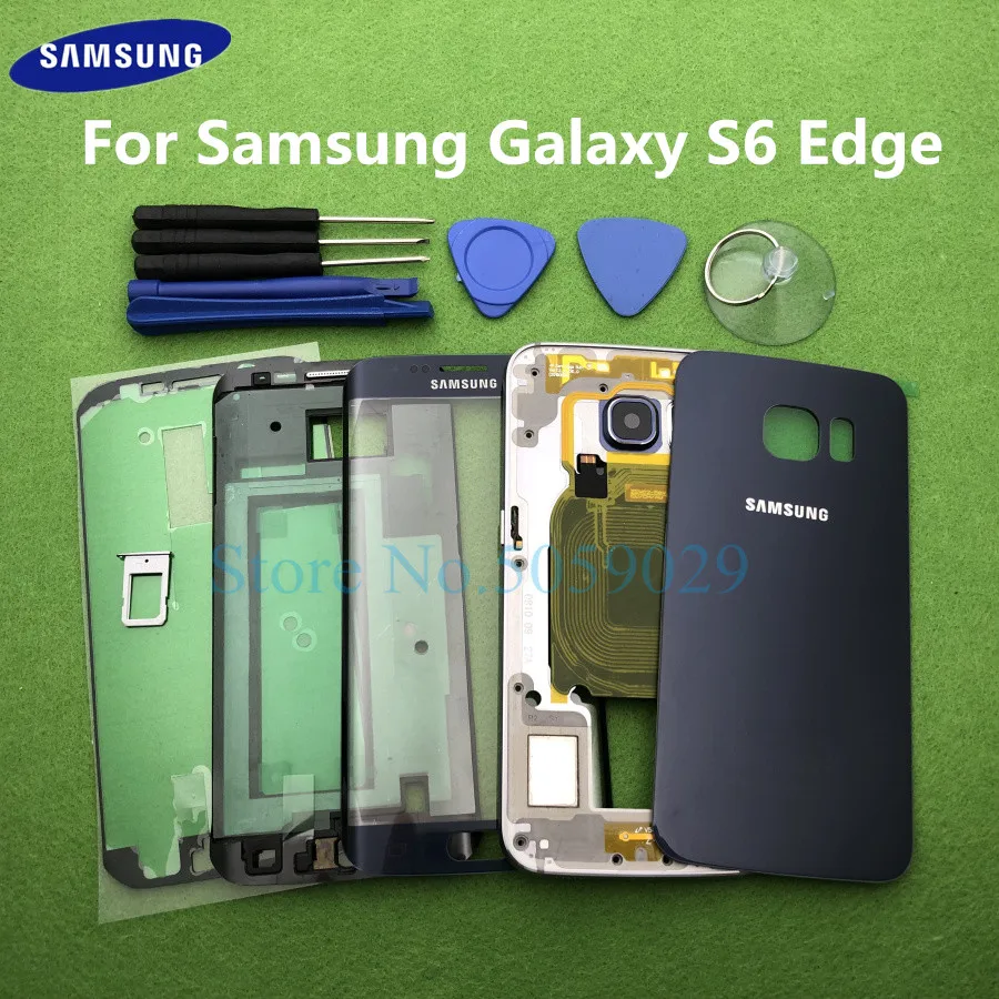 Для Samsung Galaxy S6 Edge G925 G925F полный корпус Корпус рамка средняя задняя крышка +