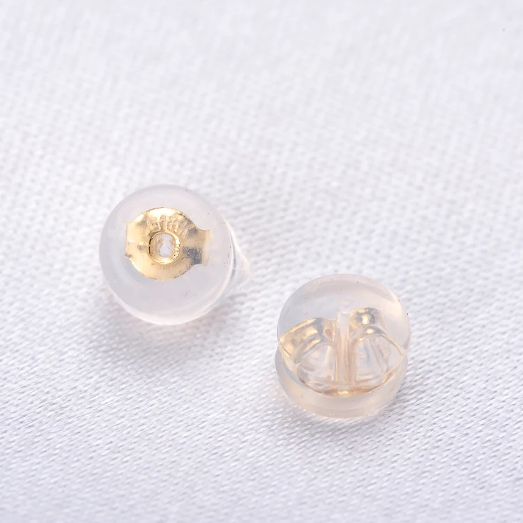 

Earrings Jewelry Accessories G18K Gold Rubber Back Silicone Round Ear Plugging Blocked Plastic Earring Back Stoppers for DIY
